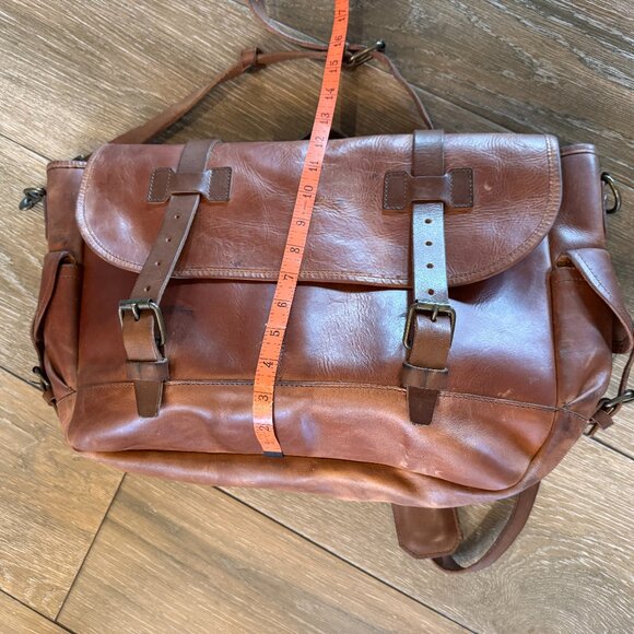 Whipping Post mens' all leather large messenger bag with buckle closure - Picture 6 of 16